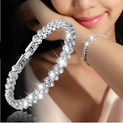 Popular Wish Foreign Trade Europe, America and Rome Bracelet Women's Zircon Crystal New Bracelet Ring Diamond Fashion Jewelry Full of Diamonds