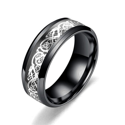 Popular Jewelry, Dragon Pattern Ring, Trendy Versatile Titanium Steel Ring, Wholesale of European and American Fashion Men's Ring