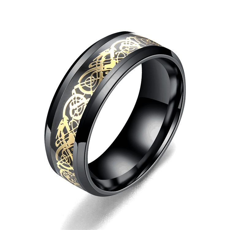 Popular Jewelry, Dragon Pattern Ring, Trendy Versatile Titanium Steel Ring, Wholesale of European and American Fashion Men's Ring
