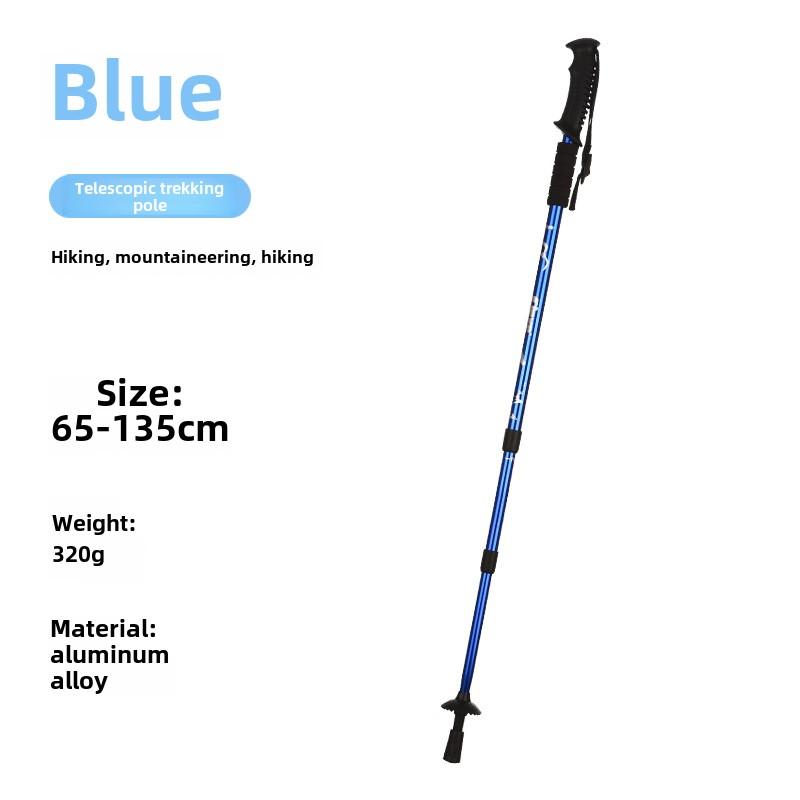 Aluminum Alloy Three-section Shock Absorber T-handle Straight Handle Mountaineering Cane Cane Hiking Outdoor Products