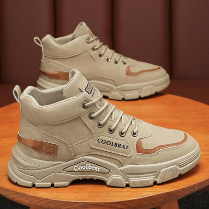 Spring men's shoes new Martin boots men's trend versatile thick-soled non-slip high-top tooling shoes men's short boots labor insurance shoes