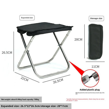 Outdoor Handbag Folding Stool Portable Folding Chair Camping Pencil Bag Stool Stainless Steel Pony Fishing Stool Equipment