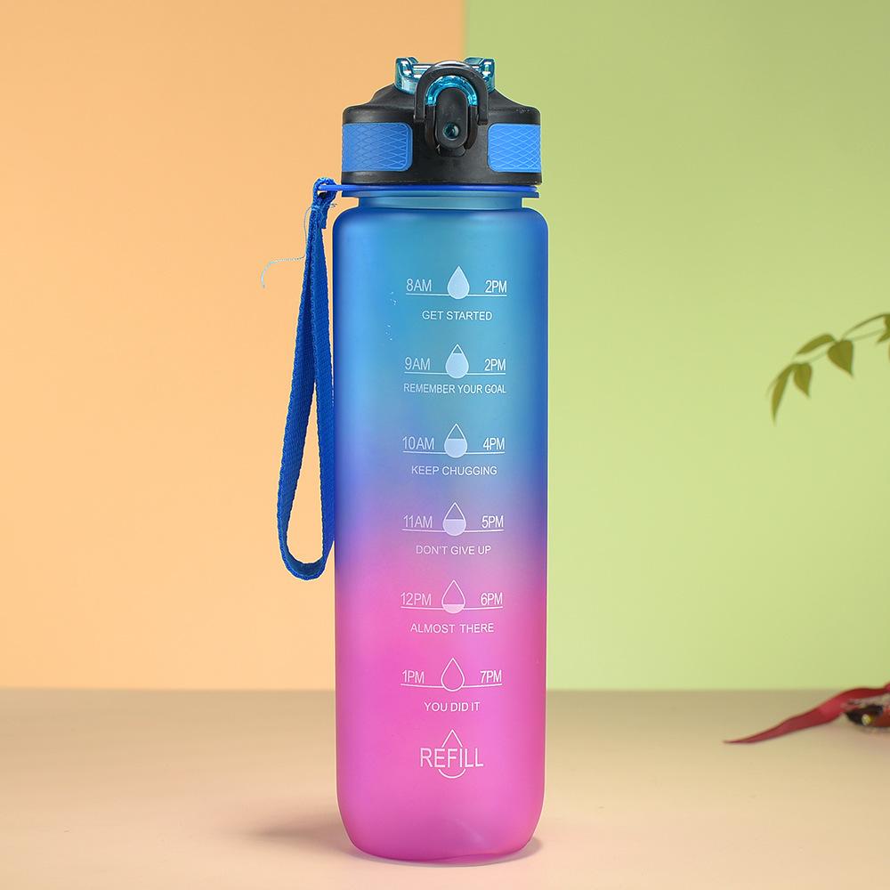 Gradual Change bottle, Gradual Change Color Outdoor Matte 1000ml Sports Water Cup