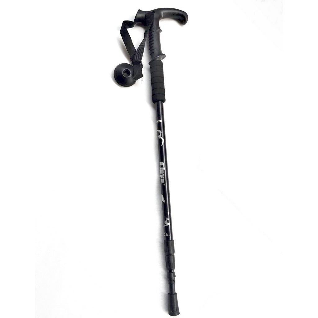 Aluminum Alloy Three-section Shock Absorber T-handle Straight Handle Mountaineering Cane Cane Hiking Outdoor Products