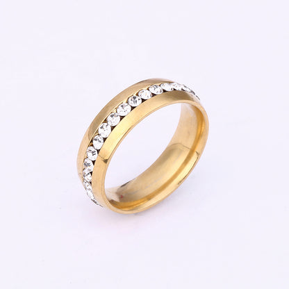 Hot Selling Titanium Steel Ring Niche Single Row Rhinestone Diamond Set Exquisite Ring Stainless Steel Jewelry Directly From The Manufacturer