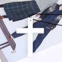 Hot Sale, European and American Fashion Cross Necklace, Wooden Simple Versatile Sweater Chain Accessories Nkd44