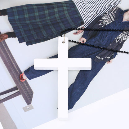 Hot Sale, European and American Fashion Cross Necklace, Wooden Simple Versatile Sweater Chain Accessories Nkd44