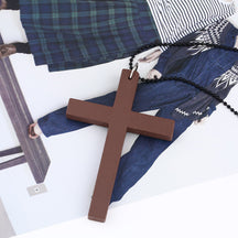 Hot Sale, European and American Fashion Cross Necklace, Wooden Simple Versatile Sweater Chain Accessories Nkd44