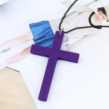 Hot Sale, European and American Fashion Cross Necklace, Wooden Simple Versatile Sweater Chain Accessories Nkd44