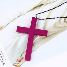 Hot Sale, European and American Fashion Cross Necklace, Wooden Simple Versatile Sweater Chain Accessories Nkd44