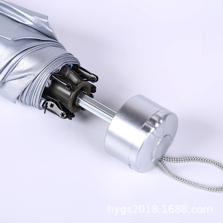 Manufacturer Wholesale Creative Three-fold Inverted Rod Silver Glue Umbrella Weather and Rain Dual-purpose Gift Umbrella Advertising Umbrella Can Be Used As Logo