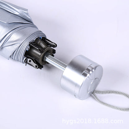 Manufacturer Wholesale Creative Three-fold Inverted Rod Silver Glue Umbrella Weather and Rain Dual-purpose Gift Umbrella Advertising Umbrella Can Be Used As Logo