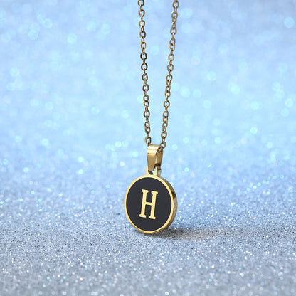 Foreign Trade Hot-selling Ins Wind Simple Alloy, English Letter Necklace Pendant Round Item Pendant 26 Letter Necklace