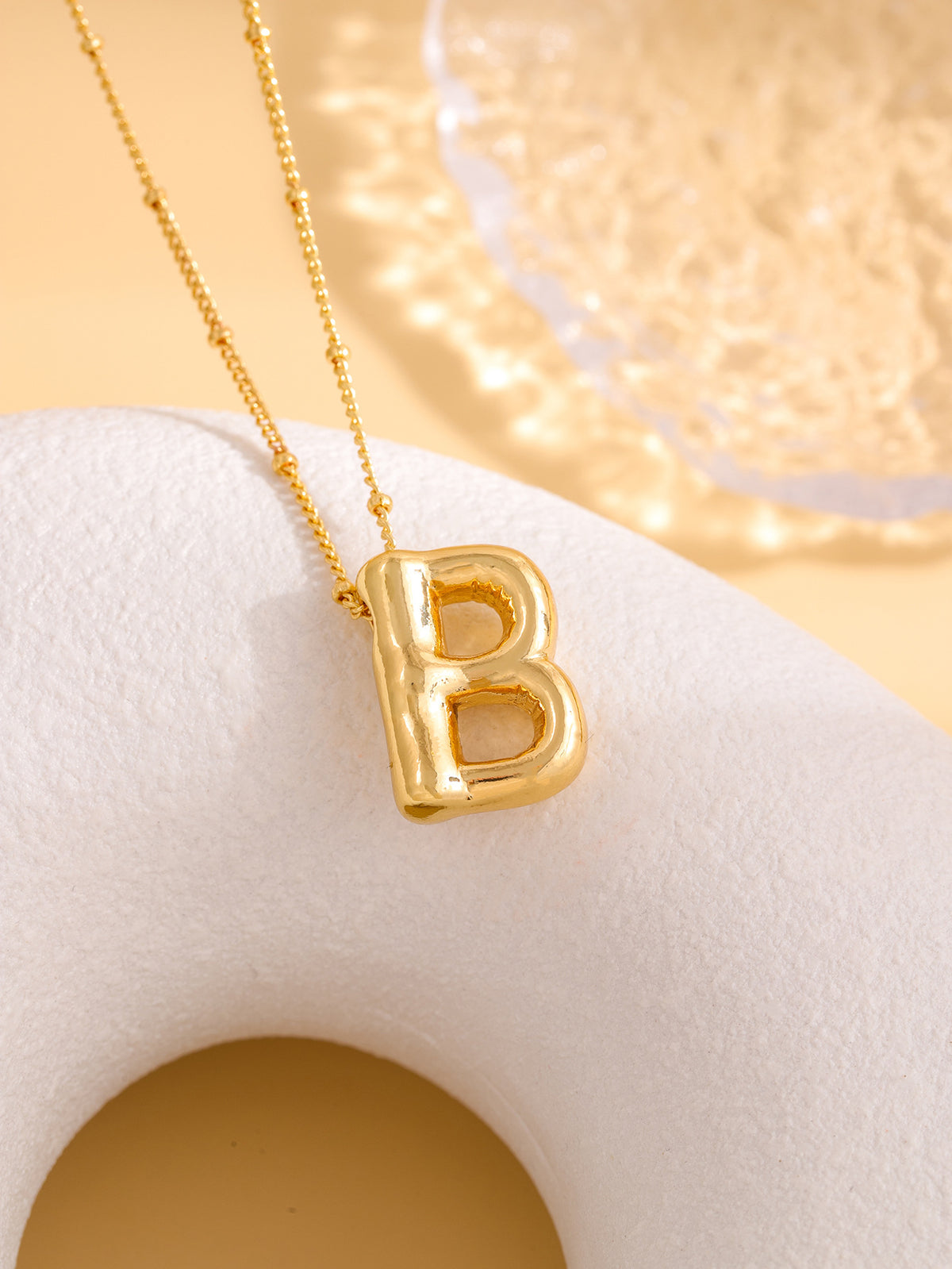 Hot-selling Balloon Glossy Letter Necklace Chubby Pendant European and American Fashion Simple Collarbone Chain