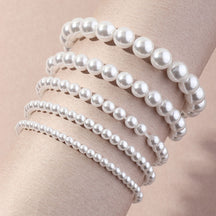 XP17 Cross-border Hot-selling Imitation Pearl Beaded Bracelet Women's 4/6/8/10/14MM Elastic Rope Bracelet Hand Jewelry