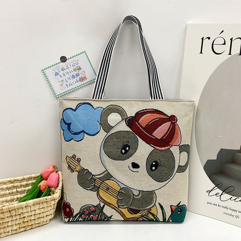 Foreign Trade Ethnic Style Retro Portable Canvas Bag Large Embroidery Shopping Fashion Shoulder Women's Bag New Matai Tote Bag