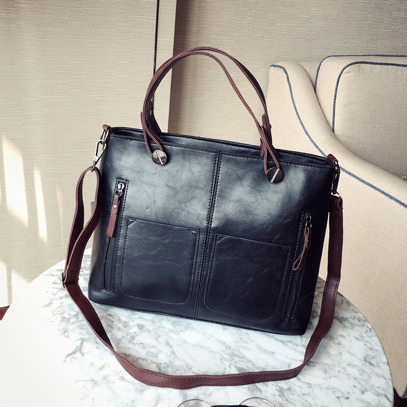 European and American Foreign Trade New Women's Bags Large Bags Simple and Fashionable Women's Handbags Retro Shoulder Messenger Bags