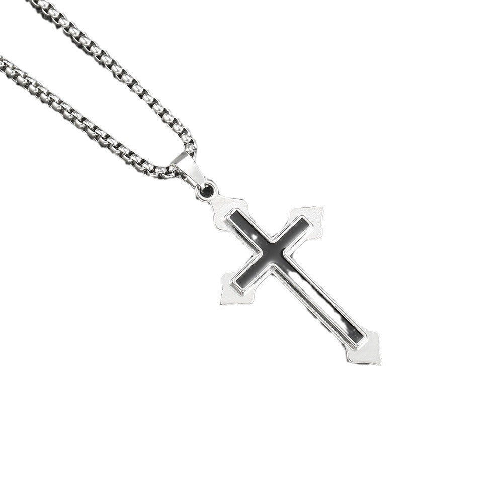 Hip Hop Necklace Jewelry Men's Popular Street Cross Personality Bouncing Alloy Pendant Sweater Chain Wholesale