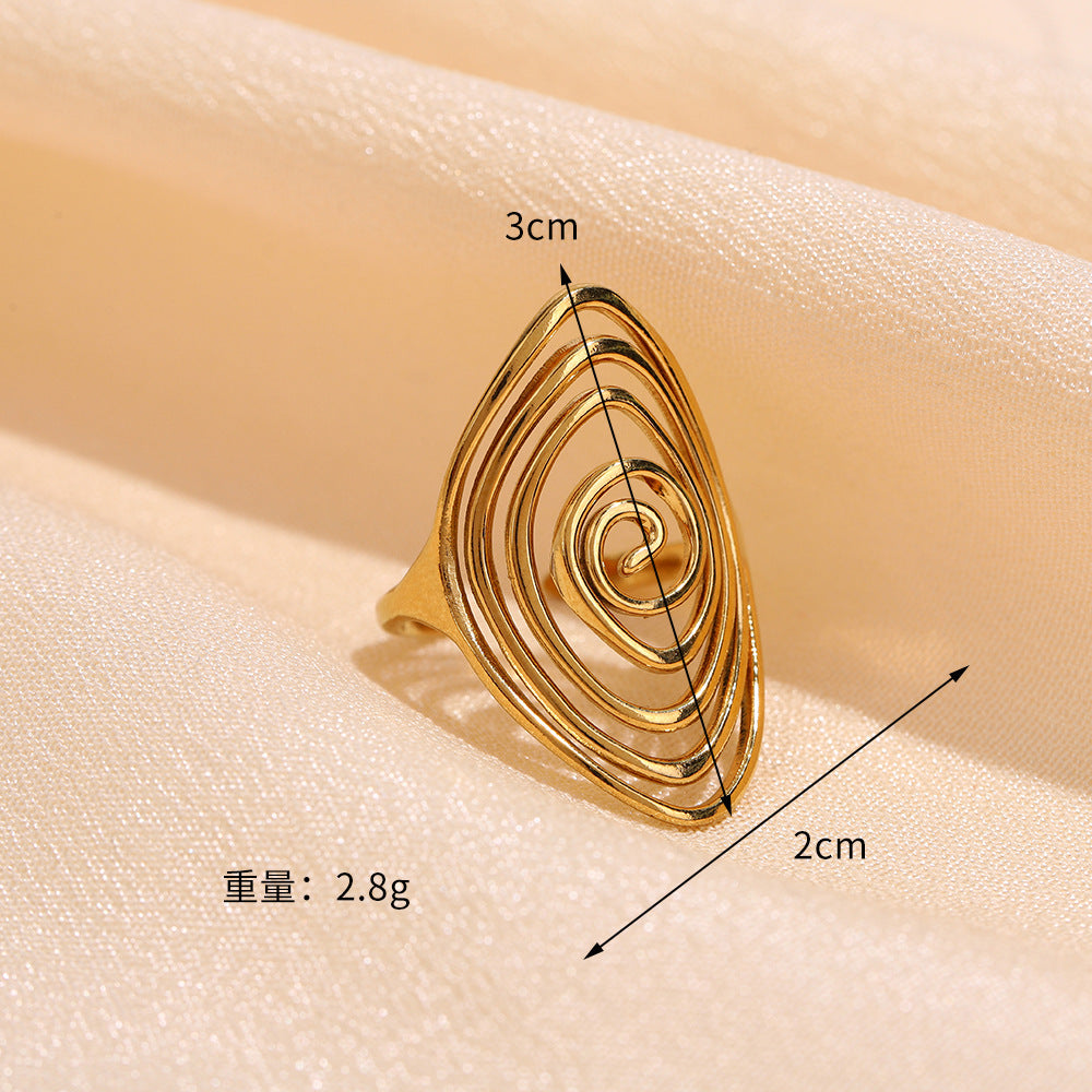 Hot Selling High-grade Stainless Steel Ring Opening Retro Geometric Line Ring Hydraulic Titanium Steel Jewelry Spot