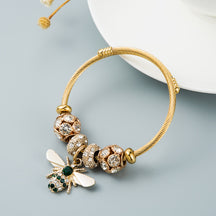 Popular Jewelry Alloy Gold Adjustable Bee Bracelet Shiny Diamond Hot Pan Dora Model