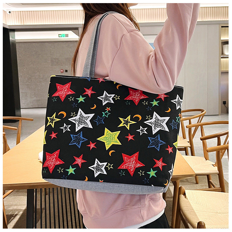 Manufacturer's New Printed Canvas Bag Wholesale Leisure Commuter Women's Fashion Portable Underarm Bag Cross-border Foreign Trade Women's Bag
