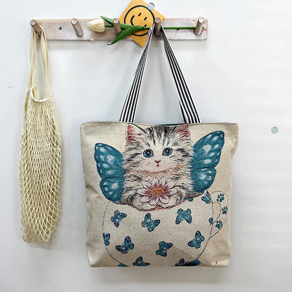 New Gold Silk Single-sided Cloth Bag Foreign Trade Fashion Shoulder Women's Bag Cute Shopping Bag Cross-border Supply Literary Canvas Bag