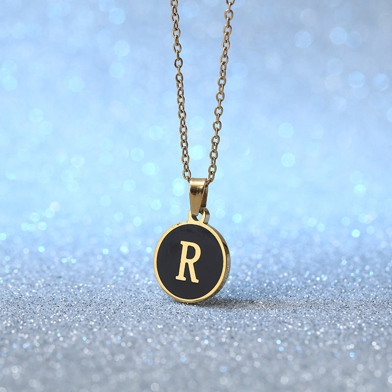 Foreign Trade Hot-selling Ins Wind Simple Alloy, English Letter Necklace Pendant Round Item Pendant 26 Letter Necklace