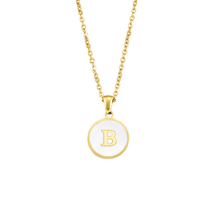 Foreign Trade Hot-selling Ins Wind Simple Alloy, English Letter Necklace Pendant Round Item Pendant 26 Letter Necklace