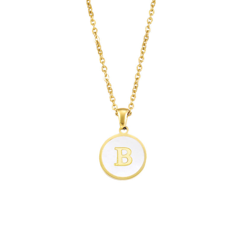 Foreign Trade Hot-selling Ins Wind Simple Alloy, English Letter Necklace Pendant Round Item Pendant 26 Letter Necklace