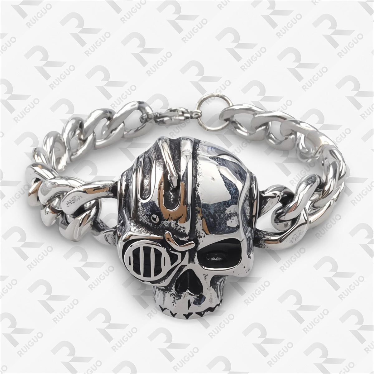 Amazon Vintage Celtic Knot Skull Stainless Steel Cuban Bracelet Cross Punk Men's Jewelry, Popular
