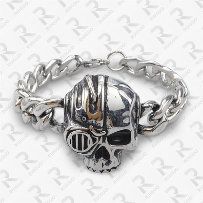 Amazon Vintage Celtic Knot Skull Stainless Steel Cuban Bracelet Cross Punk Men's Jewelry, Popular