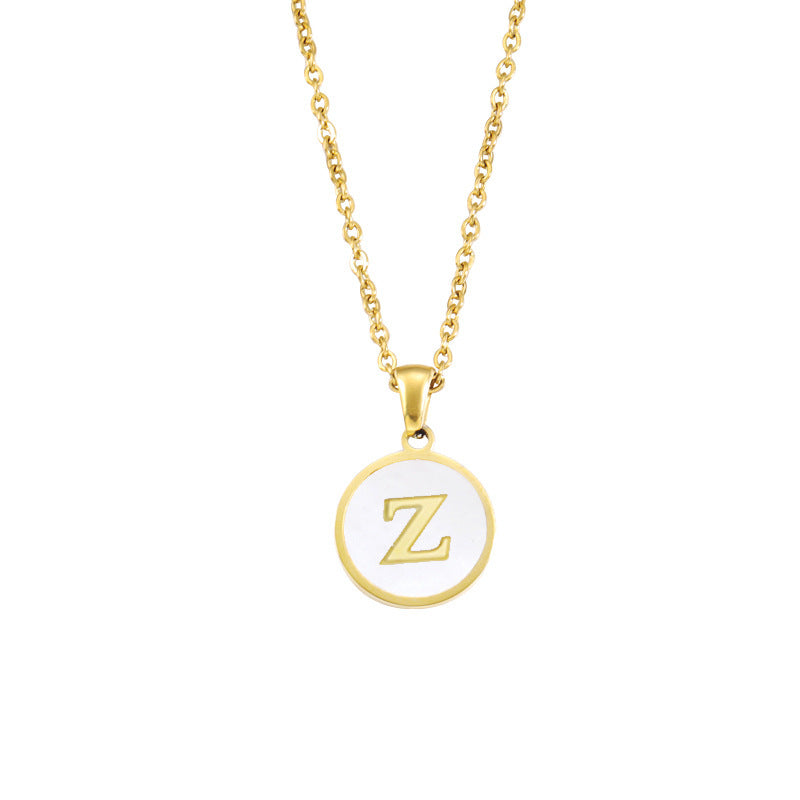 Foreign Trade Hot-selling Ins Wind Simple Alloy, English Letter Necklace Pendant Round Item Pendant 26 Letter Necklace
