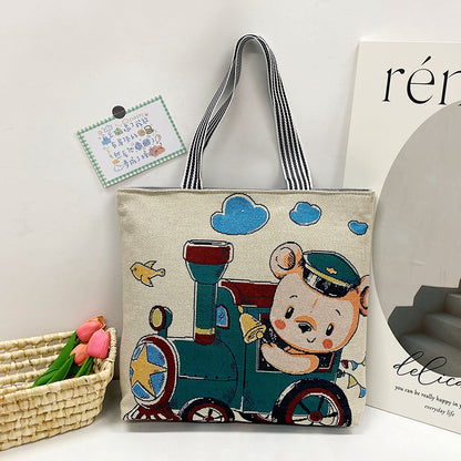 Foreign Trade Ethnic Style Retro Portable Canvas Bag Large Embroidery Shopping Fashion Shoulder Women's Bag New Matai Tote Bag