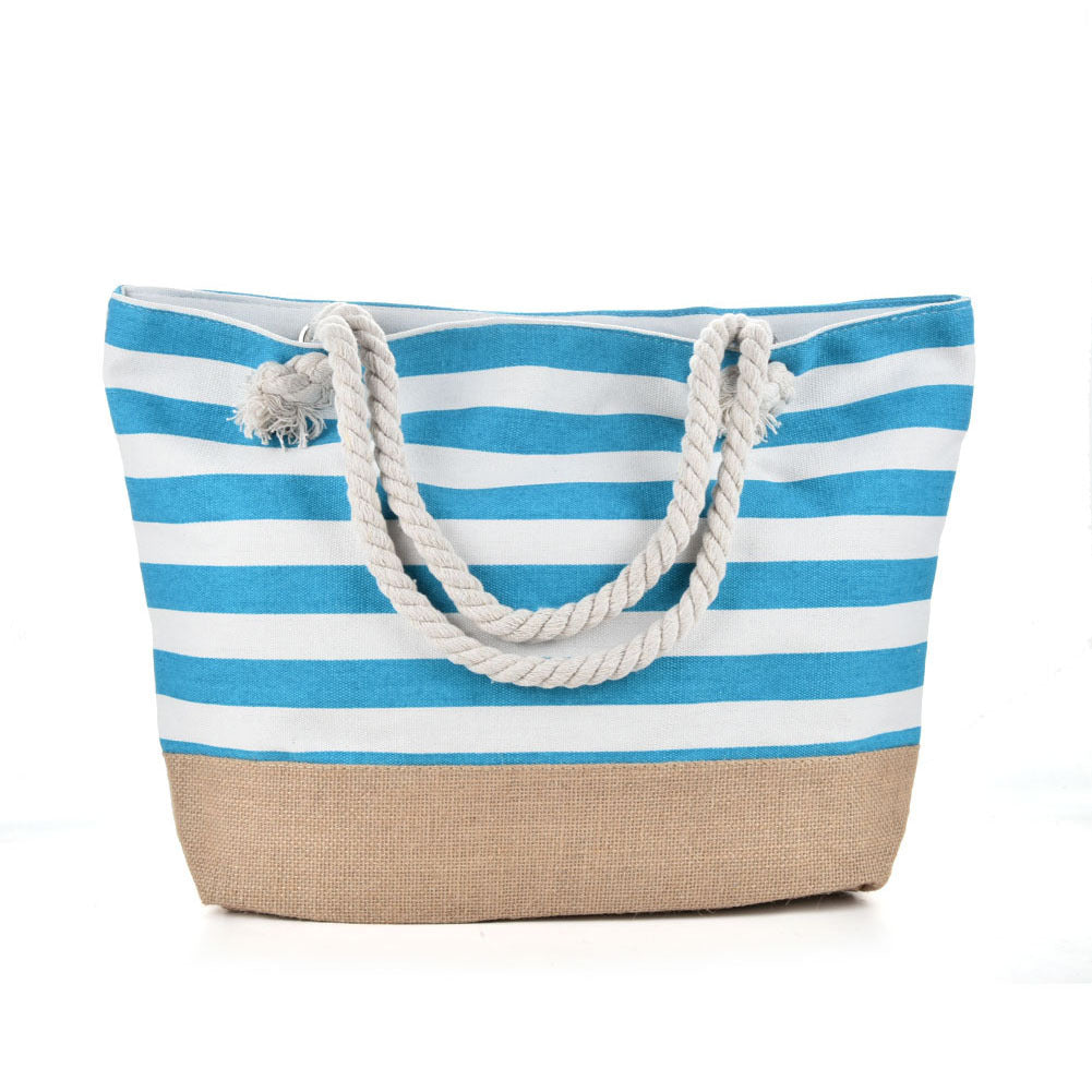 New Cross-border Beach Bag Striped, Foreign Trade Leisure Bag Amazon Armpit Bag Women's Shoulder Bag Women's Canvas Bag