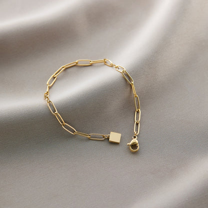 Warm Jian Does Not Fade Cross-border Hot-selling Titanium Steel Bracelet Women's Five-leaf Clover with Diamonds Ins Wind Personality 18K Vacuum Plating
