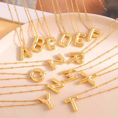 Hot-selling Balloon Glossy Letter Necklace Chubby Pendant European and American Fashion Simple Collarbone Chain