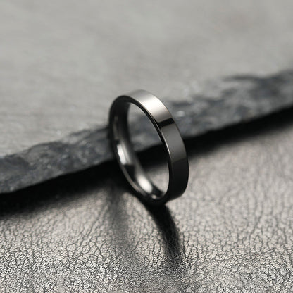 Hot-selling ring women's non-fading niche design 4mm bright surface, plain ring stainless steel jewelry couple ring