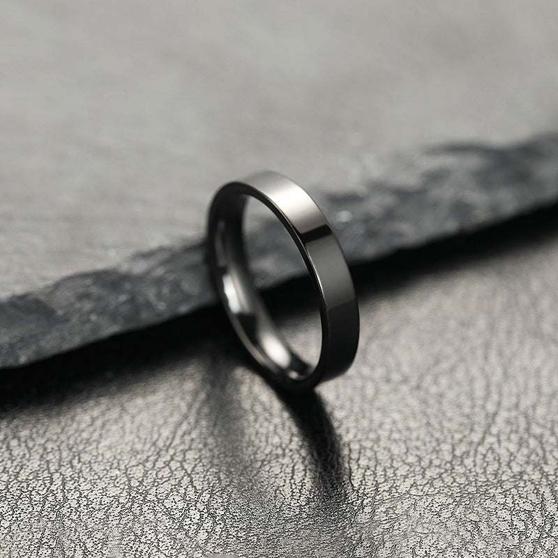 Hot-selling ring women's non-fading niche design 4mm bright surface, plain ring stainless steel jewelry couple ring