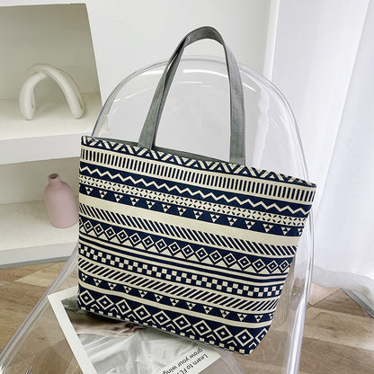 Foreign Trade New Canvas Bag Large-capacity Women's Bag Printed Handbag Ethnic Style Literary and Artistic Student Bag Shopping Bag