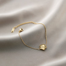 Warm Jian Does Not Fade Cross-border Hot-selling Titanium Steel Bracelet Women's Five-leaf Clover with Diamonds Ins Wind Personality 18K Vacuum Plating