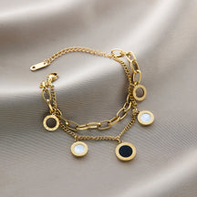 Warm Jian Does Not Fade Cross-border Hot-selling Titanium Steel Bracelet Women's Five-leaf Clover with Diamonds Ins Wind Personality 18K Vacuum Plating