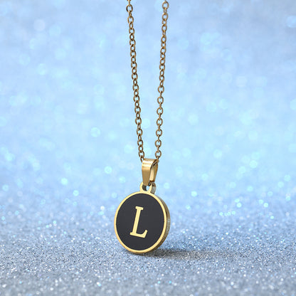 Foreign Trade Hot-selling Ins Wind Simple Alloy, English Letter Necklace Pendant Round Item Pendant 26 Letter Necklace