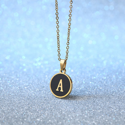 Foreign Trade Hot-selling Ins Wind Simple Alloy, English Letter Necklace Pendant Round Item Pendant 26 Letter Necklace