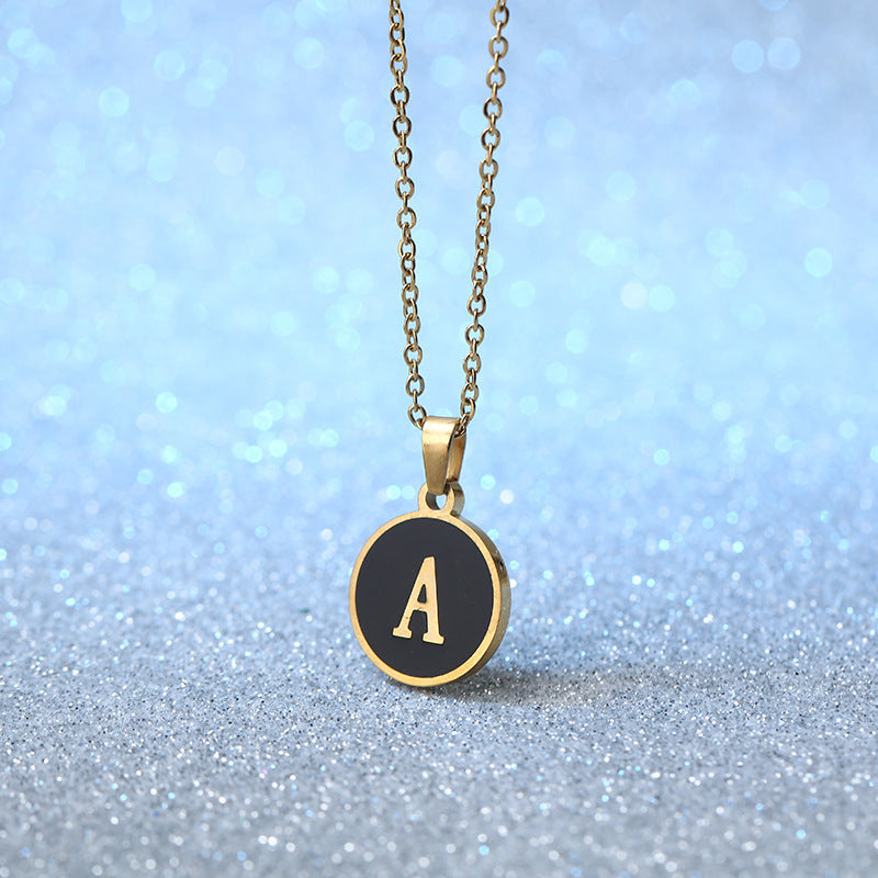 Foreign Trade Hot-selling Ins Wind Simple Alloy, English Letter Necklace Pendant Round Item Pendant 26 Letter Necklace