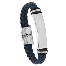 European and American Stainless Steel Simple Bracelet, Light Plate Lettering Leather Woven Bracelet, Men's Bracelet Factory Direct Sales