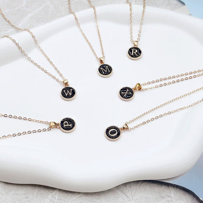 Foreign Trade Hot-selling Ins Wind Simple Alloy, English Letter Necklace Pendant Round Item Pendant 26 Letter Necklace