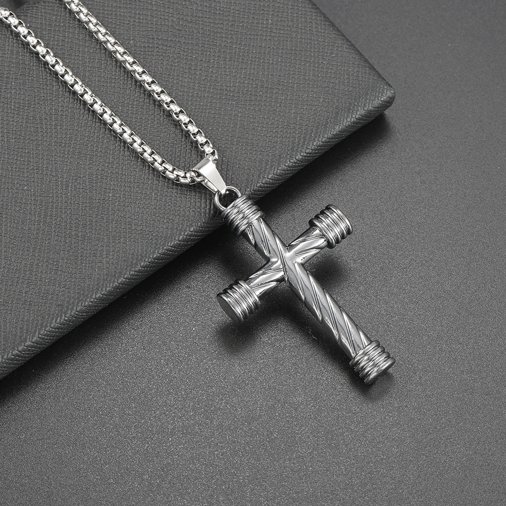 Hip Hop Necklace Jewelry Men's Popular Street Cross Personality Bouncing Alloy Pendant Sweater Chain Wholesale