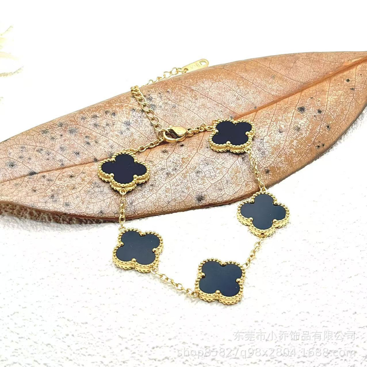 Popular 15MM Four-leaf Clover Bracelet Stainless Steel 18K Gold Five-flower Four-leaf Clover Double-sided Fritillary Fashionable Versatile Bracelet