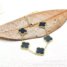 Popular 15MM Four-leaf Clover Bracelet Stainless Steel 18K Gold Five-flower Four-leaf Clover Double-sided Fritillary Fashionable Versatile Bracelet