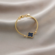 Warm Jian Does Not Fade Cross-border Hot-selling Titanium Steel Bracelet Women's Five-leaf Clover with Diamonds Ins Wind Personality 18K Vacuum Plating